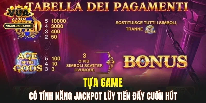 Tựa game có tính năng jackpot lũy tiến đầy cuốn hút